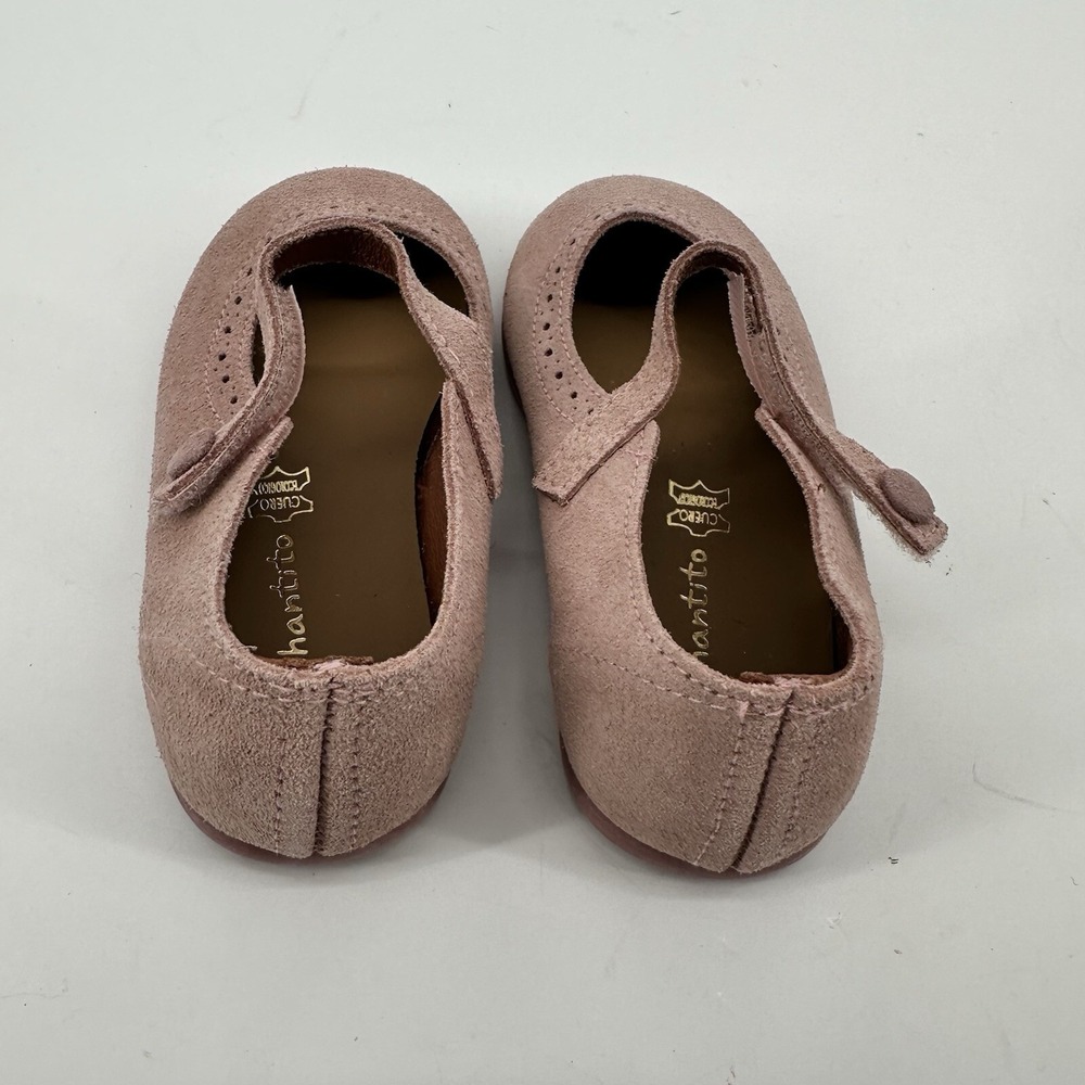 Elephantito Suede Leather Mary Jane Scalloped Edge Pink Girls Size 7 US 24 EU - Picture 8 of 12